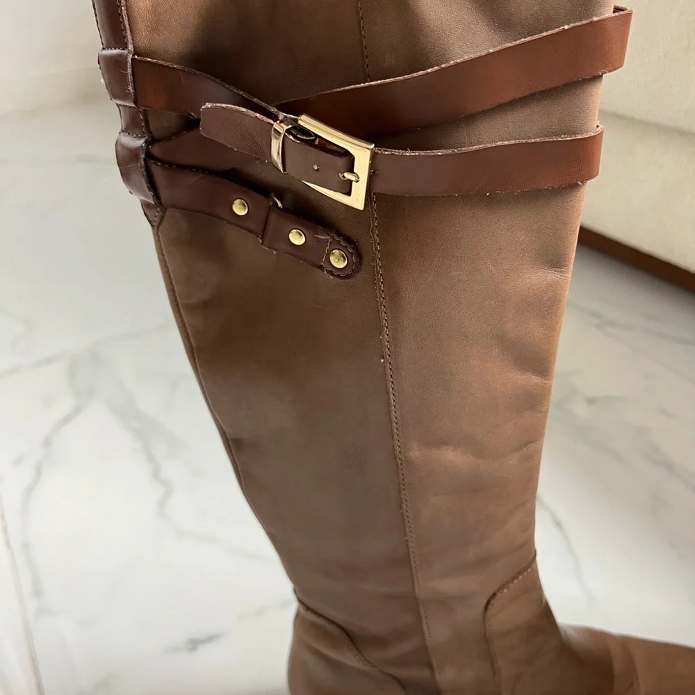 Franco Sarto Tan Brown Two-tone High Knee Boots